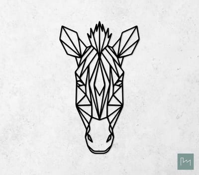 Laserfabrique Wanddecoratie - Geometrische Zebra - Medium - Zwart - Geometrische dieren en vormen - Houten dieren - Muurdecoratie - Line art - Wall art