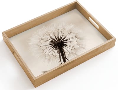 Dienblad hout 40x30 cm - Schootdienblad - Paardenbloem - Minimalistisch - Wit - Borrelplank rechthoek - Plateau dienbladen