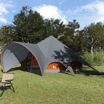 vidaXL - Teepee - Tent - voor - 7 - Personen - 7-persoons - Grijs - en - Oranje