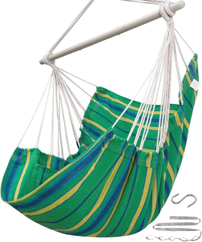 Hanging Chair Swing - Comfortabele Hangstoel voor Binnen en Buiten - Maximaal 500lbs - Sterke Stalen Buis met Antislip Veiligheidsringen