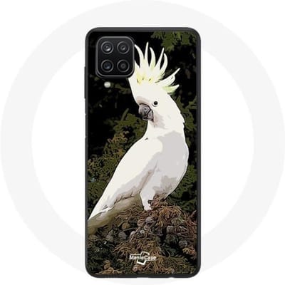 Samsung Galaxy A12 Hoesje Witte Kaketoes Papegaaien op de Boom wit