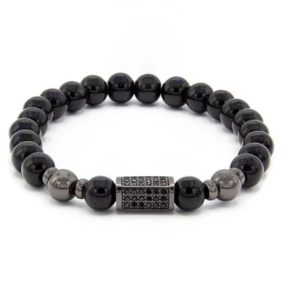 Victorious Natuurstenen Kralen Armband Heren – Zwart Blok – Zwart – 18cm