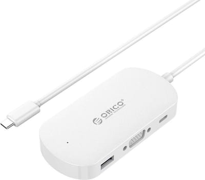 Orico 3-in-1 Type-C hub met USB 3.0 Type-A, Type-C PD en VGA poorten - Power Delivery - IC chip - Kabellengte 30 CM - Wit