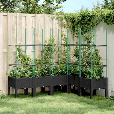 vidaXL - Plantenbak - met - latwerk - 160x120x142,5 - cm - polypropeen - zwart