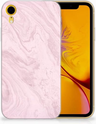 Apple iPhone Xr TPU Siliconen Hoesje Marble Pink - Origineel Cadeau Vriendin