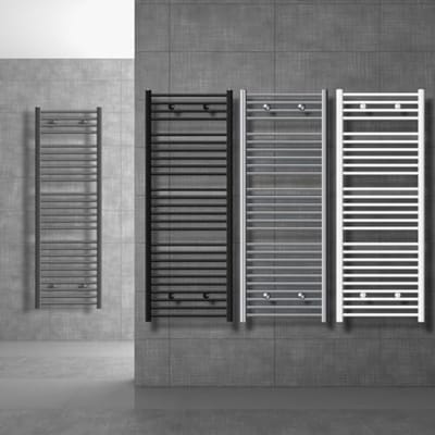 Badkamerkachel 500 x 1800 mm antraciet gebogen met zijaansluiting - design radiator handdoekverwarmer