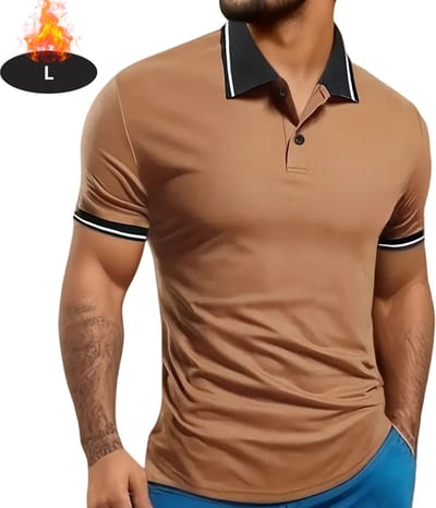 Livano Poloshirt Heren - T-Shirt Heren - Shirt - Overhemd - Polo Shirt - Koffie - L