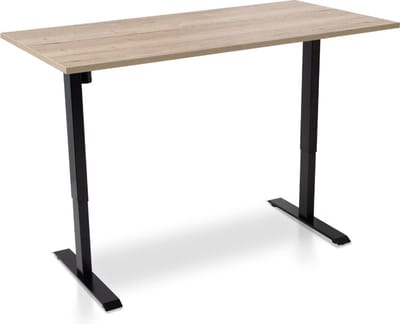 Zit-sta bureau elektrisch verstelbaar - MRC EASY | 160 x 80 cm | inclusief stekkerdoos en kabelklemmen | frame zwart - blad robuust eiken'