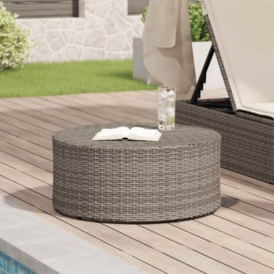 vidaXL Salontafel voor buiten Grijs Ø 68 x 30 cm polyrotan