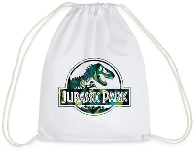 Jurassic Park Logo Met T-Rex Bladeren Ontwerp Gymtas