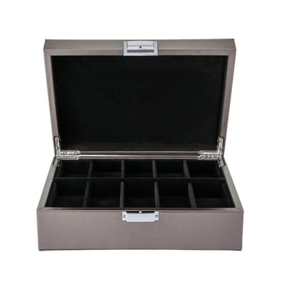 Emilie collection - horlogedoos - metallic zilver - luxe opbergdoos voor 10 horloges - maat medium