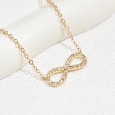 Mode Eenvoudige Roestvrijstalen Infinity Hanger Ketting voor Vrouwen Klassiek Geluk Zirkoon Ik Hou Voor Altijd van Je Sieraden Verjaardagscadeau goud