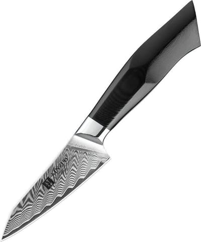 Damascus Schilmes (67 lagen) | Xinzuo B32 | Luxe & Professioneel | Vlijmscherp Damascus staal | Schilmesje met lemmet van 9 cm | G10 handvat met klinknagel mozaïek