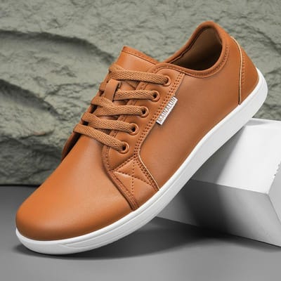 Heren Barefoot Schoenen Mode Wijder Leer Casual Schoenen Comfortabele Wandelflats Luxe Heren Sneakers Grote Maat48 Herenschoenen 44 bruin
