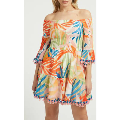 GUESS Marciano By  Off Shldr Charlotte Havana Print Taglia: XS | Abiti Mini Outlet | Donna