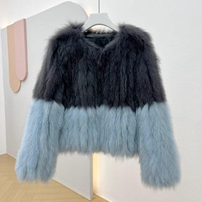 Manteau d'hiver en fourrure pour femme, haut tendance à empiècements et couleurs contrastées, idéal comme vêtement d'extérieur. 3XL black