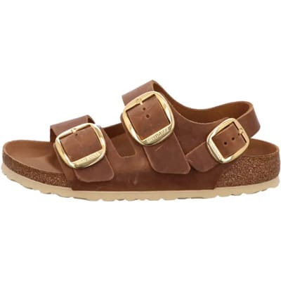 Birkenstock MILANO BIG BUCKLE LEATHER - Dames slippers - Kleur: Cognac - Maat: 39