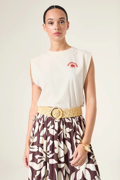 GARCIA Dames Print T-shirt Wit Korte mouw