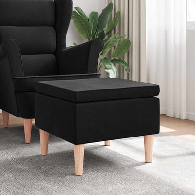 vidaXL - Kruk - met - houten - poten - stof - zwart