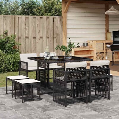 vidaXL - 9-delige - Tuinset - poly - rattan - zwart