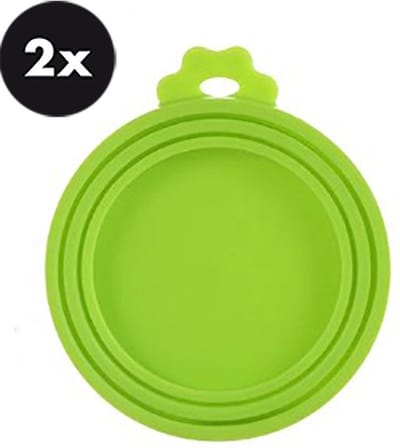 Actie4you® - Afsluit deksel - Blik - Hondenvoer - Kattenvoer - Groente Blik - Siliconen - Groen - 2 Stuks