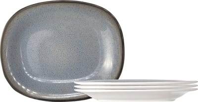 Cosy & Trendy Fez Blue Plat Bord - Ovaal - 24 cm x 31 cm - Set-4