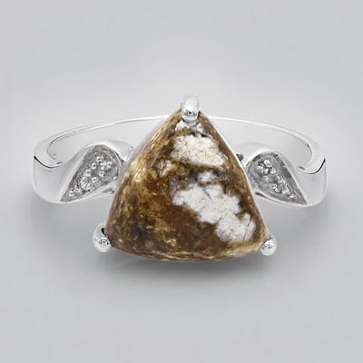 Cavill - Zilveren ring 925 Sterling met 2,87 ct triljant Magnesiet & 0,015 ct witte Topaas - Modern Elegante Ringen - Braziliaanse Edelstenen