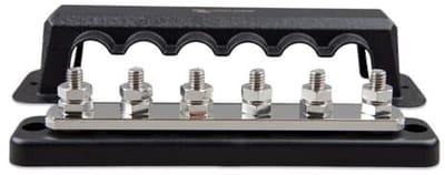 DC Verdeelrail 250A 6x M8 met ABS kap