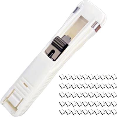 Desktop Nietmachine - Papierklem Dispenser - Documenten Ordenen - Herbruikbare Klemmen - 13 x 5 x 4 cm - Wit
