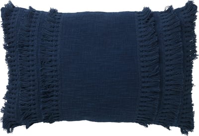 Dutch Decor FARA - Kussenhoes 40x60 cm - 100% katoen - met franjes - Insignia Blue - donkerblauw - met rits - zonder binnenkussen