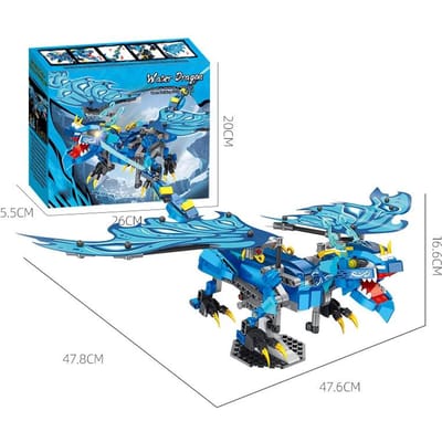 461 STUKS Blauwe Vliegende Draak Bouwstenen Prehistorisch Waterdraak Model Bakstenen Kinderspeelgoed Vakantiecadeaus Bureaudisplay blue