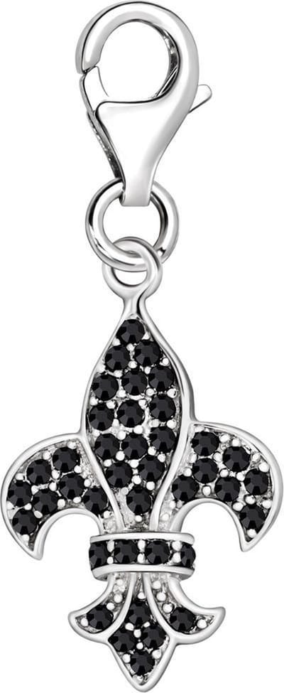 Quiges – 925 - Zilver – Charm - Bedel - Hanger - 3D Symbool Fleur de Lys - met – sterling - zilver - karabijnslot - geschikt - voor -Bedelarmband HC185