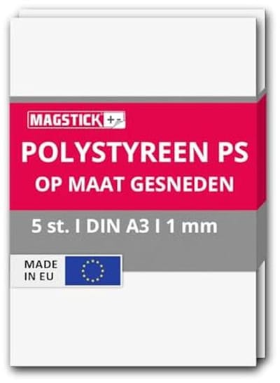 5-delige set witte polystyreen platen voor modelbouw en kunstprojecten | DIN A3 kunststof platen | 29,7 x 42 cm | 1 mm dikte