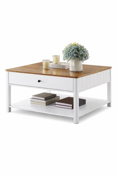 LUMÉ STORE Salontafel - Salontafels - Bijzettafel - Koffietafel - Tafeltje - Modern Design & Stevig - 80x80x45cm - Bruin & Wit