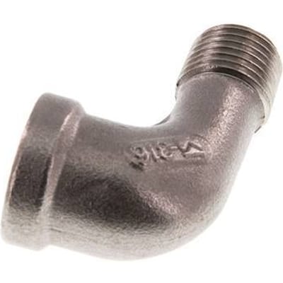 Rp 1/4'' x R 1/4'' F/M RVS L-Fitting 90graden 16 Bar [2 Stuks]