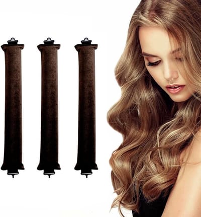 Krulset Zonder Hitte - Haarrollers Set - Natuurlijke Krullen Maken - Zacht Fluwelen Materiaal - 3 Stuks - Bruin