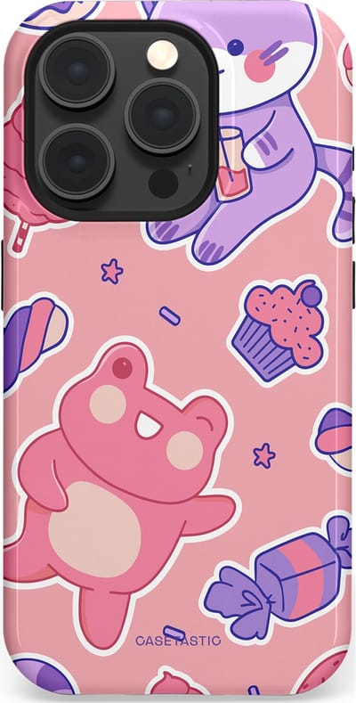 Casetastic hoesje geschikt voor Apple iPhone 15 Pro - MagSafe - Dubbellaagse bescherming - Snoepvriendjes - Fashion Case - Lichtroze Lavendel Koraal