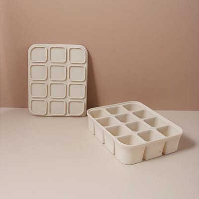 12 Vakken IJsblokjesvorm Silicone IJsblokjesbak Vierkante Bakvorm Gemakkelijk Loslaten Silicone IJsblokjesvormen Bar Keukenaccessoires beige