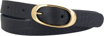Dames Riem | Vrouwen Riem | Leren Riem | Lederen Riem | Kleur: zwart | Gouden Gesp | 2,5cm breed | Riemmaat: 85cm (totale lengte: 100cm) | 100% echt leer | Nikkelvrije gesp