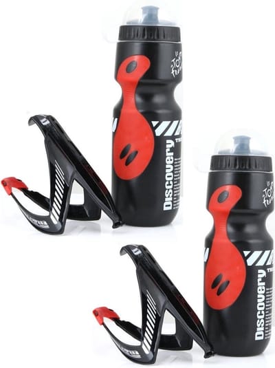 Nixnix® - Bidon met bidonhouder (2x) 650ml Zwart - Mountainbike - Race