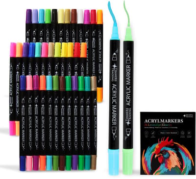 36 Acrylstiften Dual Tip - Twinmarkers - Verfstiften Happy Stones - Stenen Schilderen met Acryl Verf Marker Stiften - Volwassenen en Kinderen