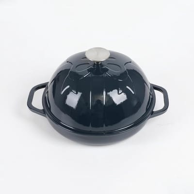 Gietijzeren Brood Oven - Broodbakpan Cloche - Brood Bakken - Geëmailleerd Oppervlak - 25 cm Diameter - Marineblauw
