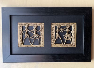 Chaque Decor Warli Brass Figurine Wall Art] Painting (With Frame)
