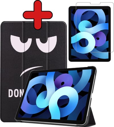Hoesje - Geschikt voor Apple iPad Air 5 (2022) - 10.9 inch - 5e Generatie - M1 - Met Screenprotector - Hardcover Book Case - Trifold Bookcase Hoes - Hard Cover - Tablethoes - Don't Touch Me