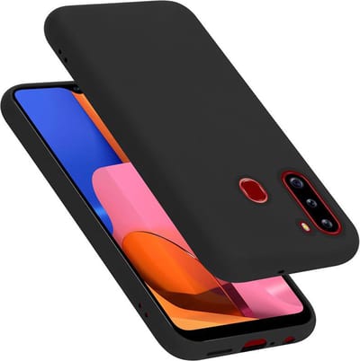 Cadorabo Hoesje geschikt voor Samsung Galaxy A21 in LIQUID ZWART - Beschermhoes gemaakt van flexibel TPU silicone Case Cover