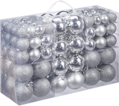 Kerstballen - set van 100 - plastic - zilver
