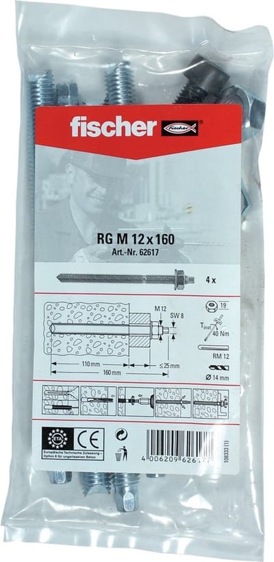 Fischer 4x Ankerstang RG M 12 x 160 B zak - 062617