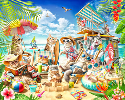 Strand Puzzel 1000 Stukjes met Katten - Grote Legpuzzel voor Volwassenen en Familie