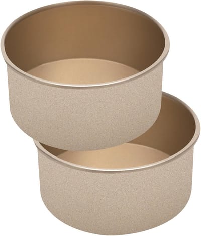 Ronde Bakvorm Set van 10 cm, 2 Stuks, Roestvrijstalen Cakevorm met Antiaanbaklaag voor Taarten, Brownies en Lasagne