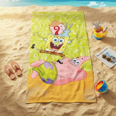 Strandhanddoek Bob de Spons – 100% Katoen Nickelodeon | 70 x 140 cm | Strand, Zwembad & Vakantie